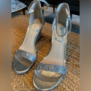 Betsey Johnson Debie rhinestone sandal wedge heels